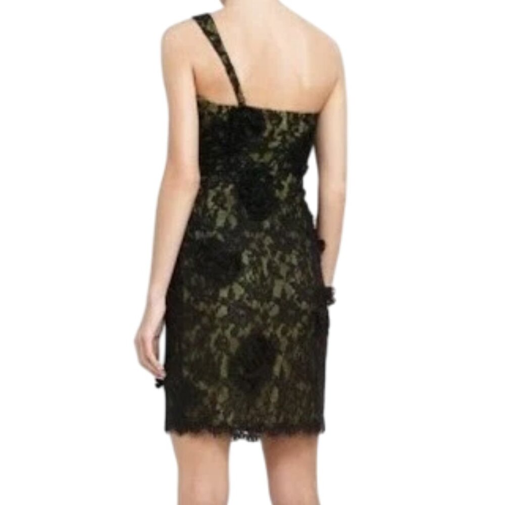 BCBGMaxAzria BCBG Women's Black Green Lace Cocktail Party Dress 4 $398 NWT - Picture 4 of 5